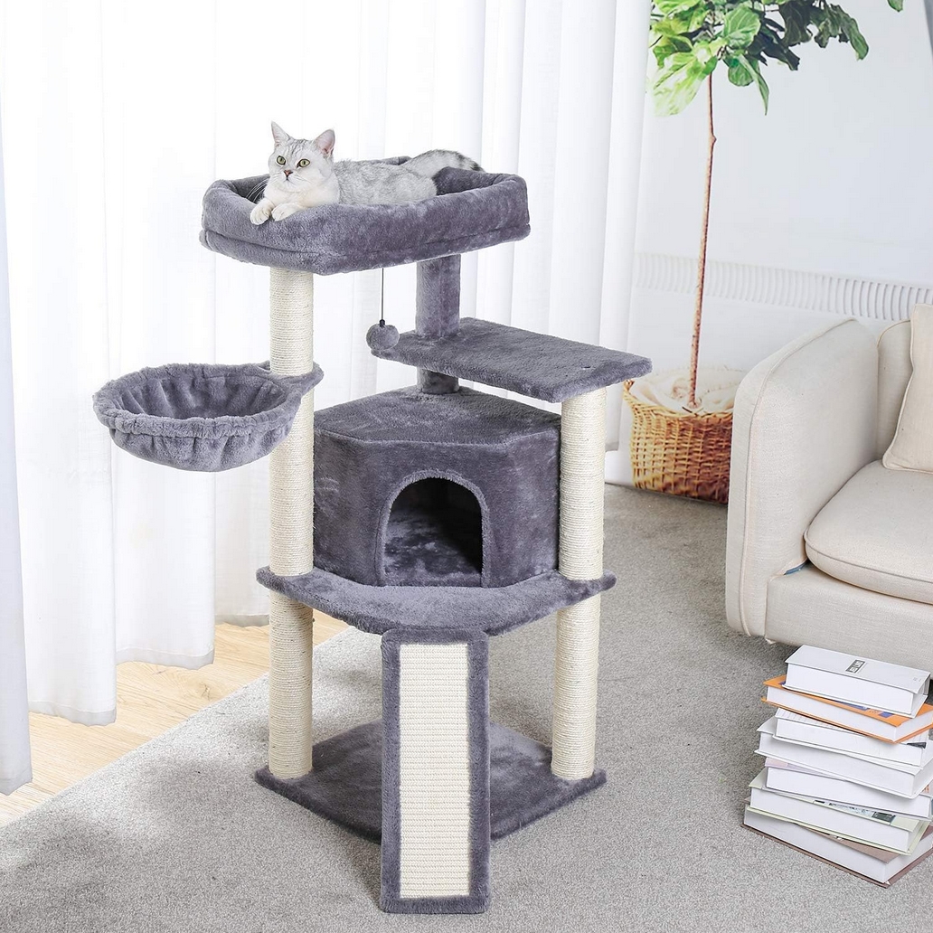 NUXIE PREMIUM® Drapak dla kota wieża drzewko legowisko domek z zabawkami 4 poziomy 106cm - obrazek 2