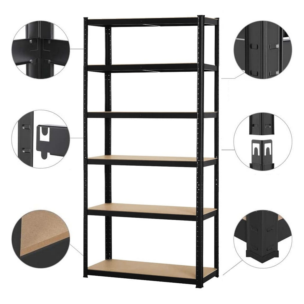 HÖGLER Regał metalowy magazynowy garażowy czarny 6 półek 1260kg 222x90x40 - obrazek 6