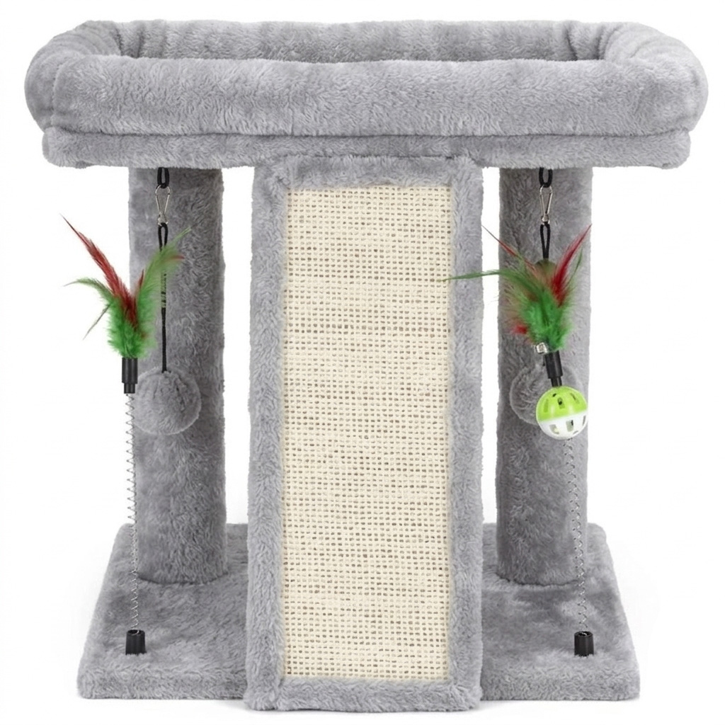 NUXIE PREMIUM® Drapak dla kota wieża drzewko legowisko domek z zabawkami 2 poziomy 50cm - obrazek 3