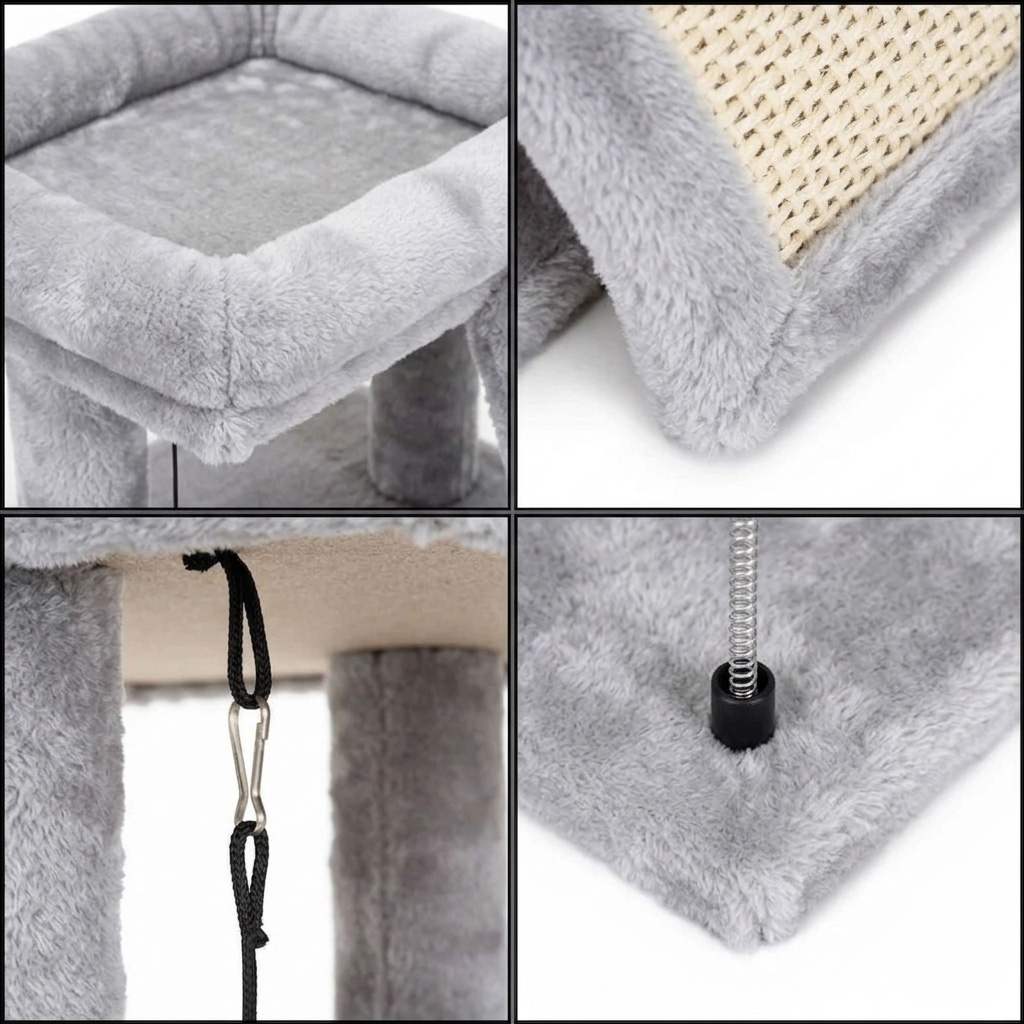 NUXIE PREMIUM® Drapak dla kota wieża drzewko legowisko domek z zabawkami 2 poziomy 50cm - obrazek 4