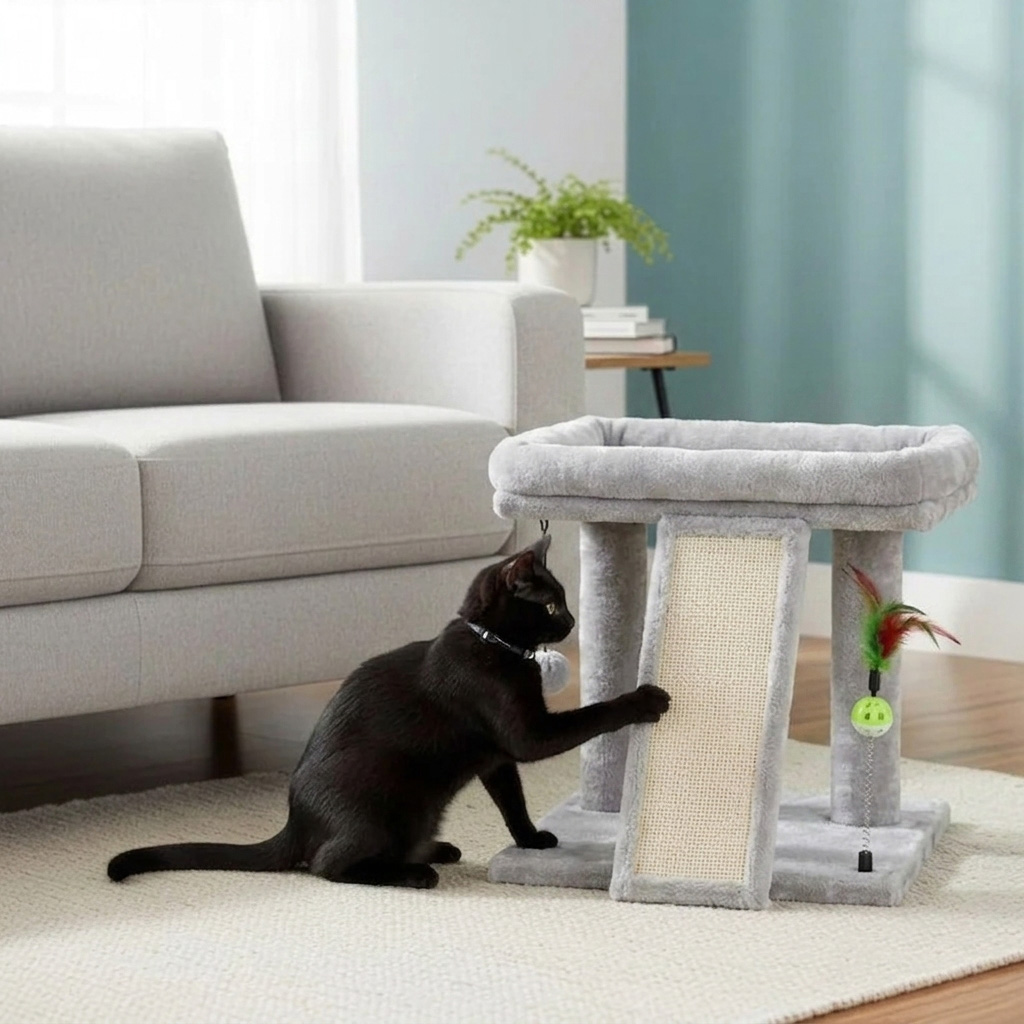NUXIE PREMIUM® Drapak dla kota wieża drzewko legowisko domek z zabawkami 2 poziomy 50cm - obrazek 7