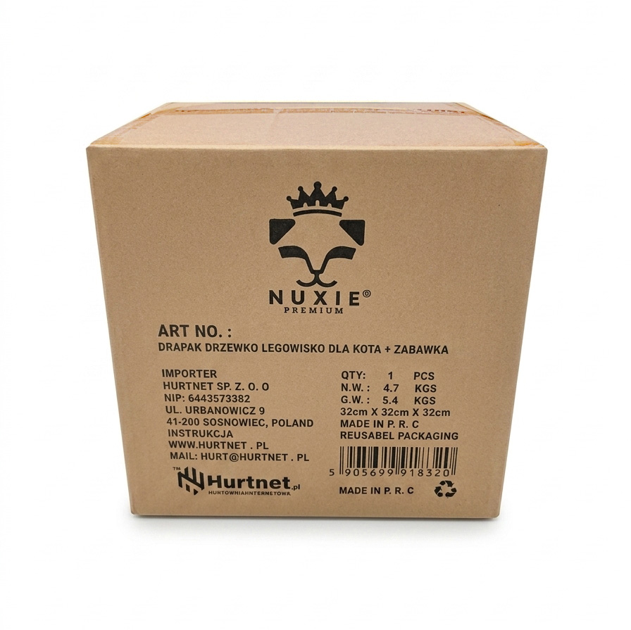 NUXIE PREMIUM® Drapak dla kota wieża drzewko legowisko domek z zabawkami 4 poziomy 106cm - obrazek 6