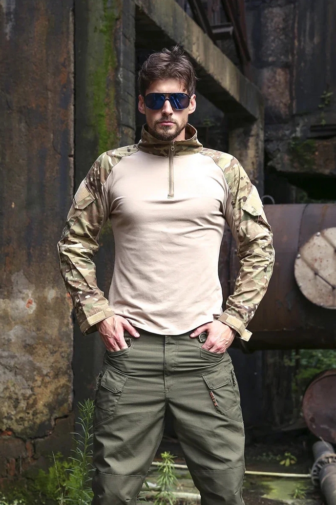 MOUNTAIN GHOST® Bluza taktyczna turystyczna wojskowa koszula z długim rękawem ściągacz camo l xl - obrazek 8