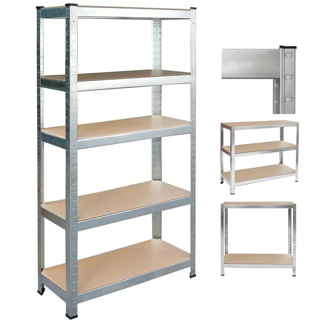 Regał metalowy magazynowy garażowy srebrny 5 półek 750kg 180x90x40