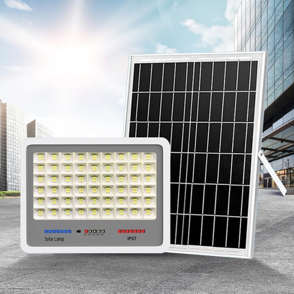 LEDLIGHT Lampa solarna 140 led ogrodowa naświetlacz czujnik zmierzchu halogen pilot ip67 100w - obrazek 3