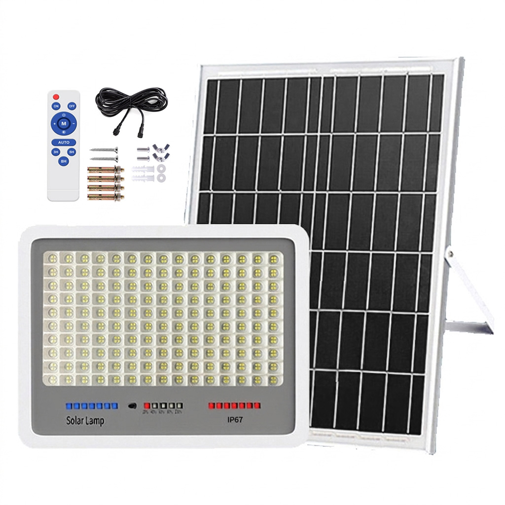 LEDLIGHT Lampa solarna 396 led ogrodowa naświetlacz czujnik zmierzchu halogen pilot ip67 200w