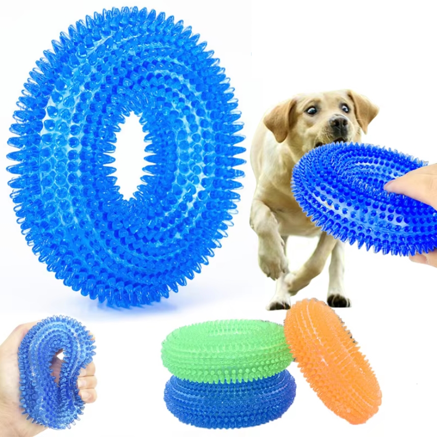 NUXIE® PREMIUM Gumowa zabawka dla psa piszcząca duży ring pierścień koło z wypustkami gryzak 10cm