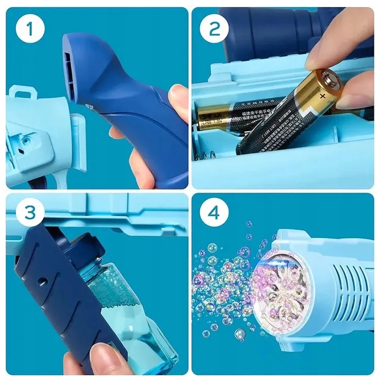 PLAYJOY Zabawka pistolet na bańki dla dzieci dinozaur maszyna bazooka do baniek mydlanych led xxl - obrazek 4