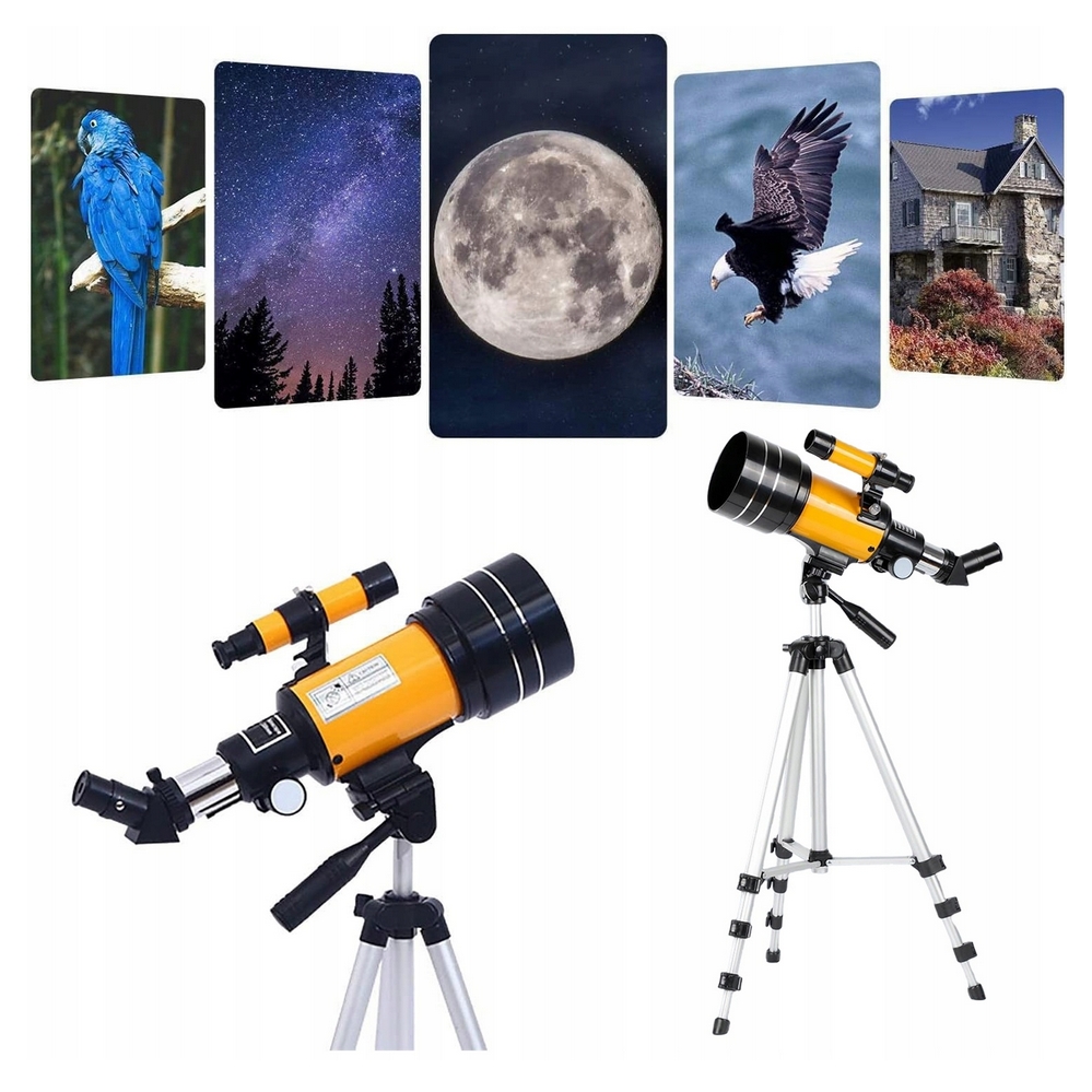 GENETIC® Teleskop astronomiczny luneta 70/300mm zoom 15x-150x regulowany statyw akcesoria zestaw - obrazek 5