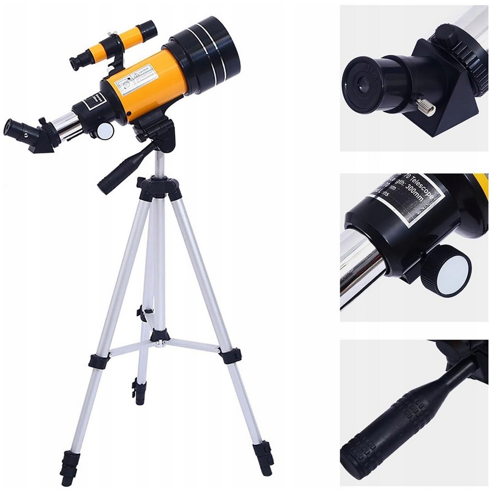 GENETIC® Teleskop astronomiczny luneta 70/300mm zoom 15x-150x regulowany statyw akcesoria zestaw - obrazek 6