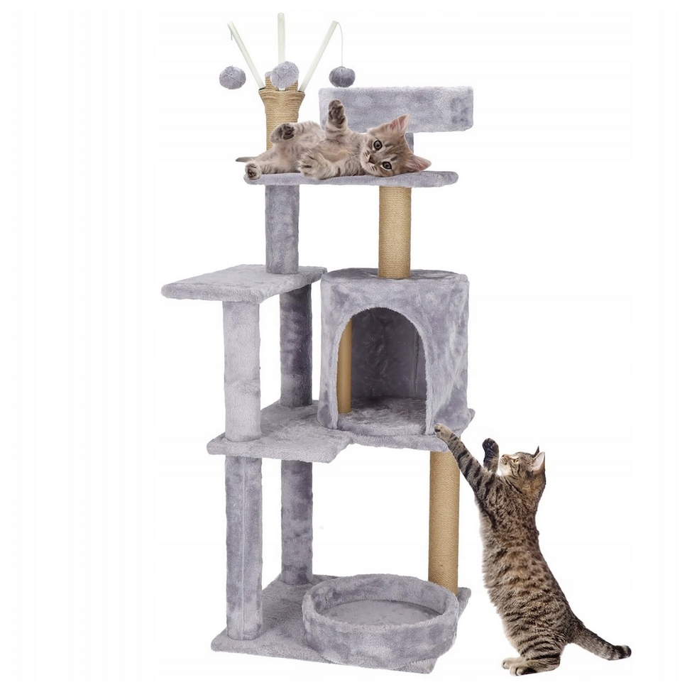 NUXIE PREMIUM® Drapak duży dla kota wieża drzewko legowisko domek z zabawkami 5 poziomów 118cm xl