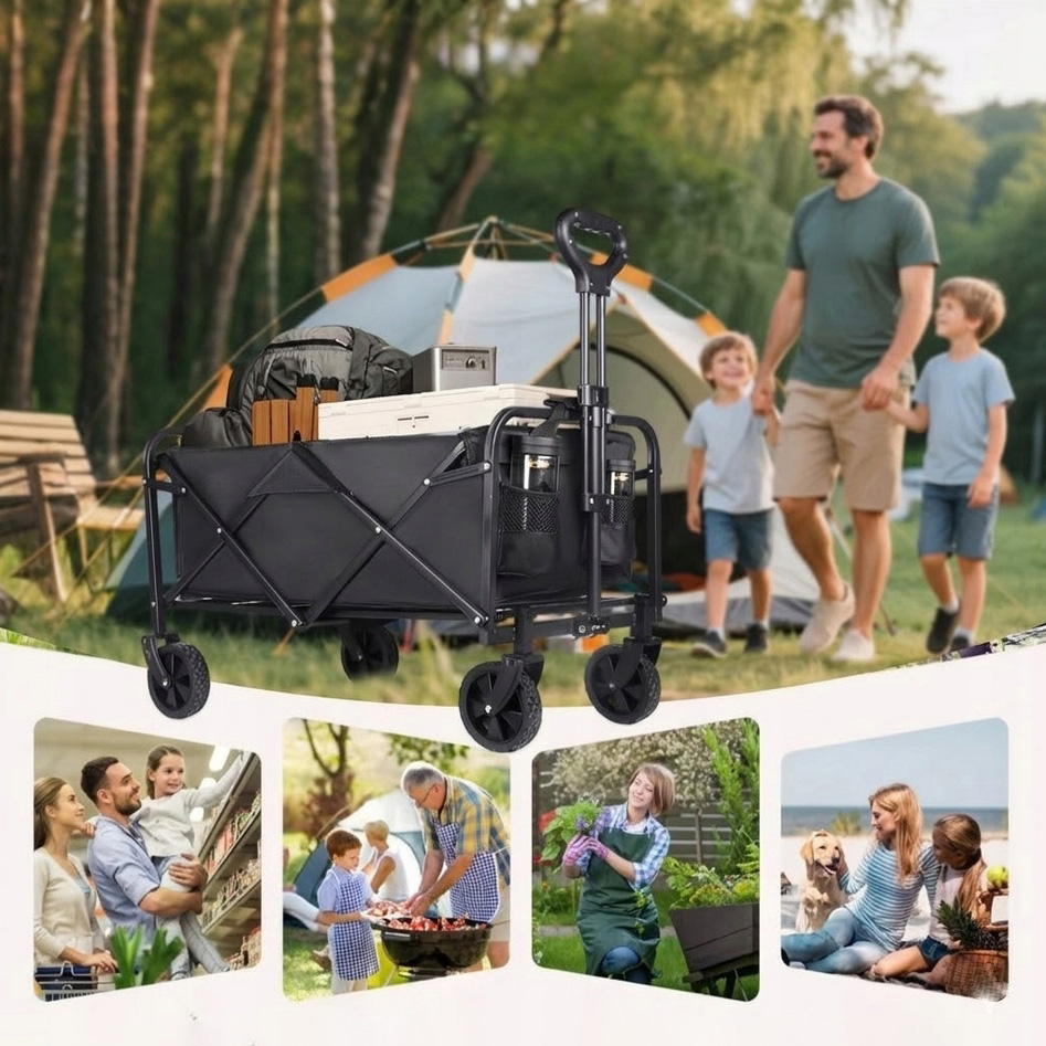 PLAYJOY Wózek transportowy plażowy wędkarski składany na kółkach zakupy ryby 100kg - obrazek 2