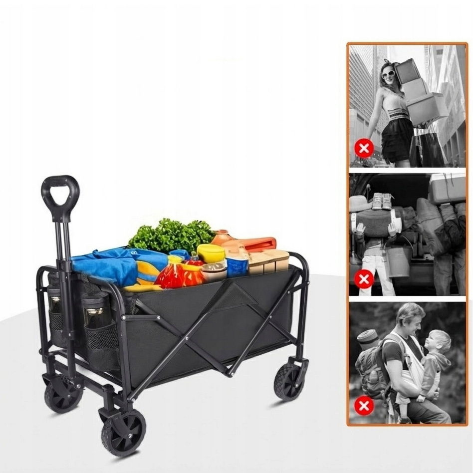 PLAYJOY Wózek transportowy plażowy wędkarski składany na kółkach zakupy ryby 100kg - obrazek 3
