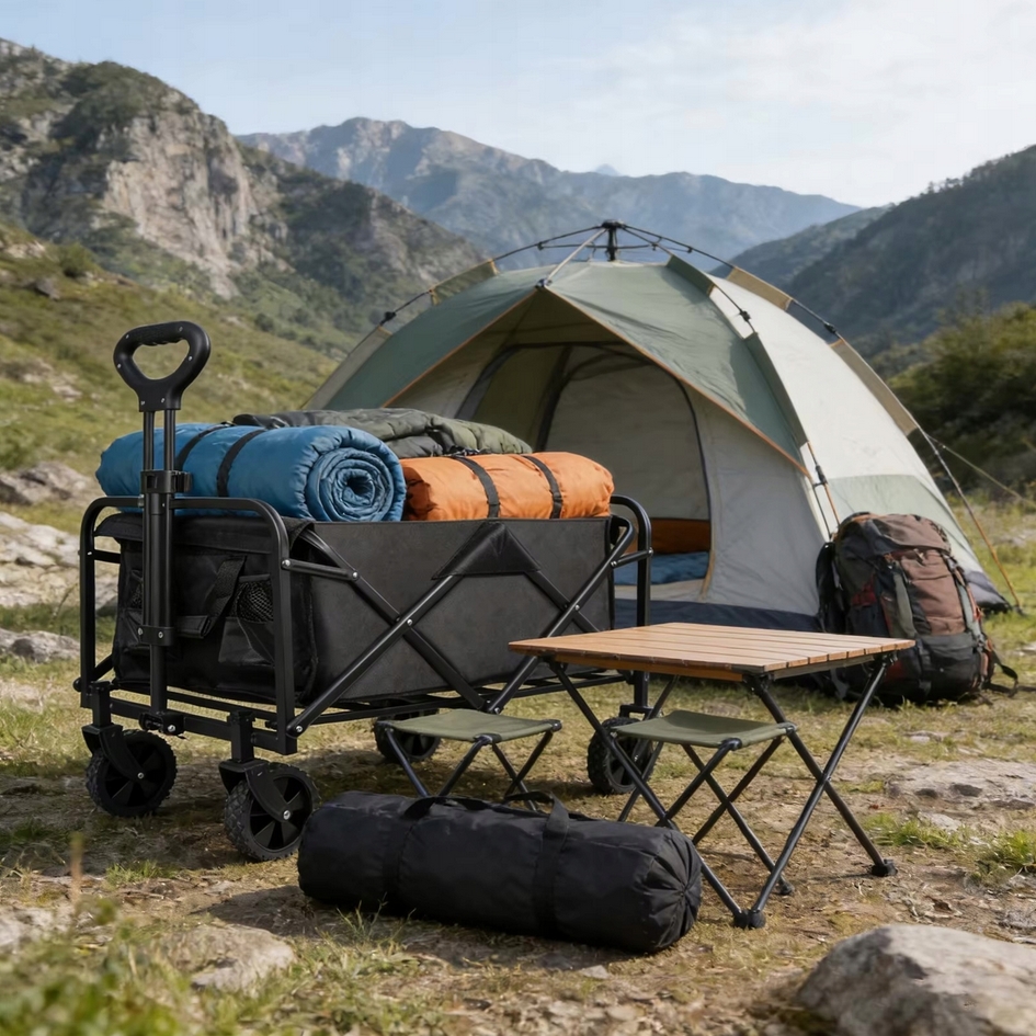 PLAYJOY Wózek transportowy plażowy wędkarski składany na kółkach zakupy ryby 100kg - obrazek 7