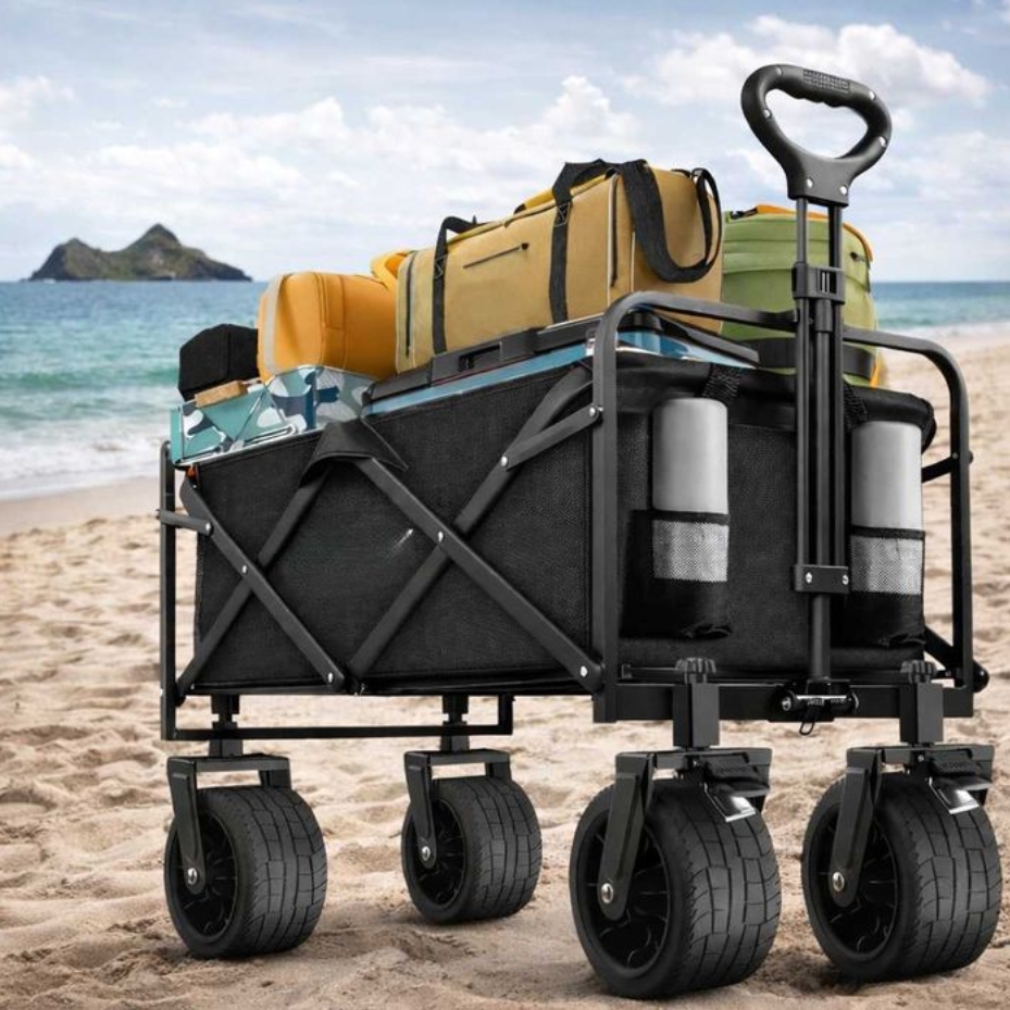 PLAYJOY Wózek transportowy plażowy wędkarski składany na kółkach zakupy ryby 120l - obrazek 7