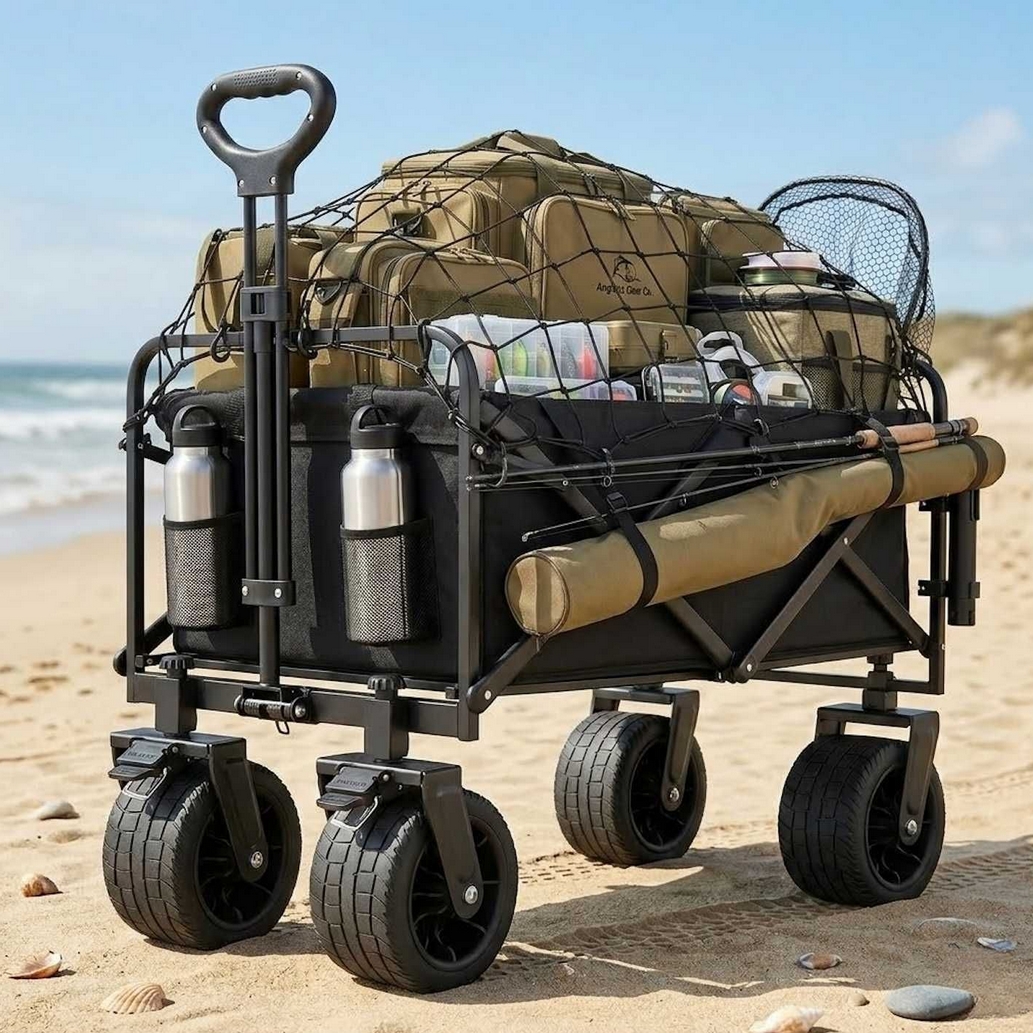 PLAYJOY Wózek transportowy plażowy wędkarski składany na kółkach zakupy ryby 120l - obrazek 2