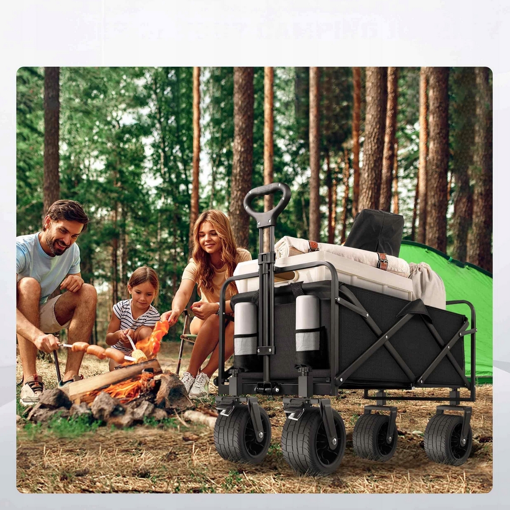 PLAYJOY Wózek transportowy plażowy wędkarski składany na kółkach zakupy ryby 120l - obrazek 5