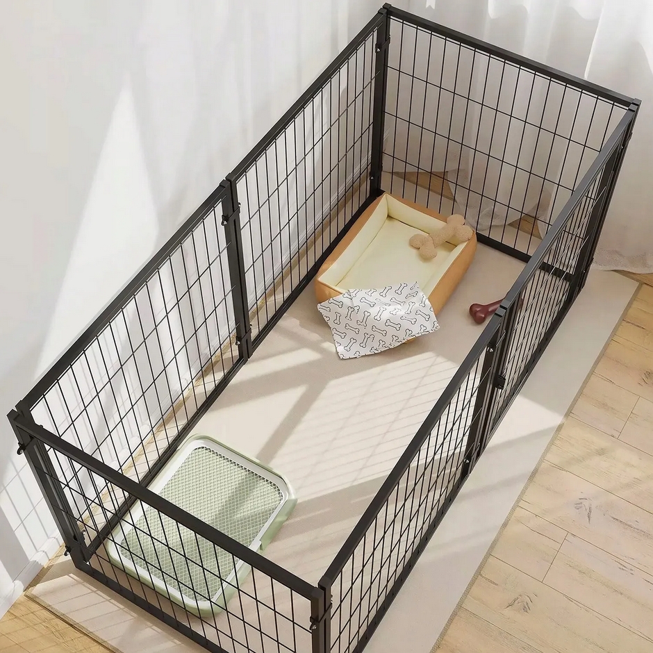NUXIE® PREMIUM Kojec klatka zagroda z nakryciem modułowa dla zwierząt psa kota czarna 6 paneli x 70x60cm - obrazek 2