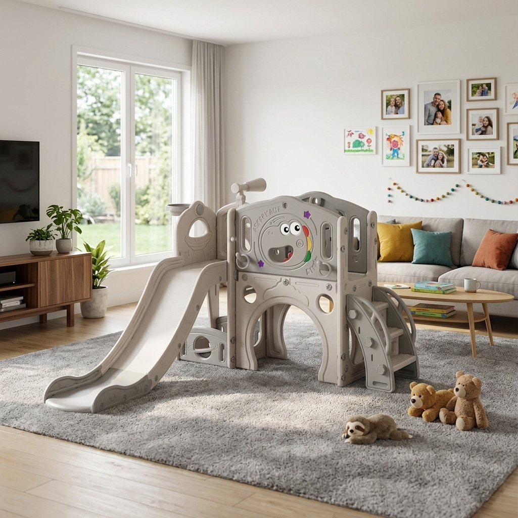 PLAYJOY Zjeżdżalnia dla dzieci domowa ogrodowa wolnostojąca wielokolorowa 155cm - obrazek 2