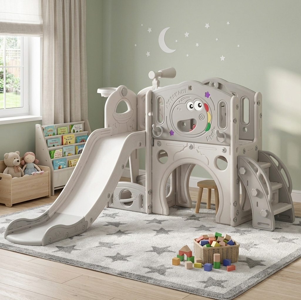 PLAYJOY Zjeżdżalnia dla dzieci domowa ogrodowa wolnostojąca wielokolorowa 155cm - obrazek 4