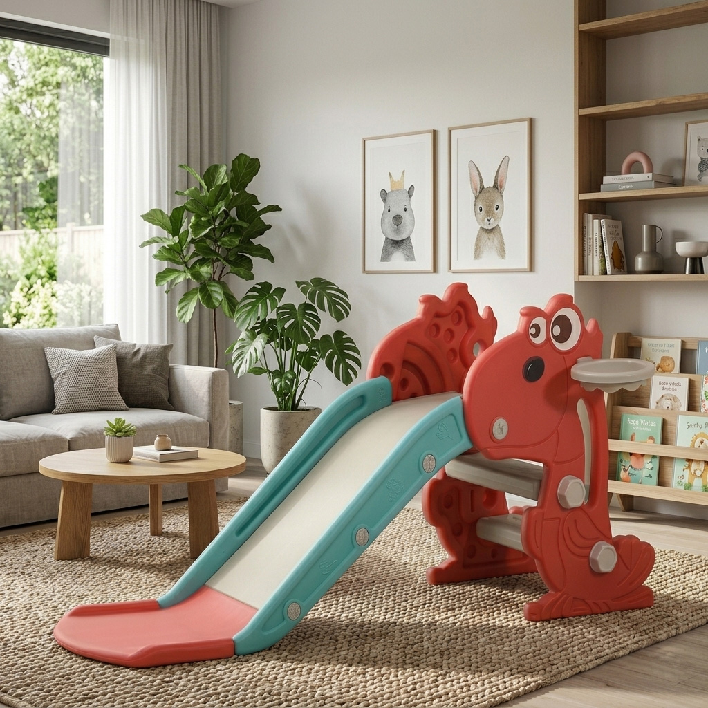 PLAYJOY Zjeżdżalnia dla dzieci domowa ogrodowa wolnostojąca wielokolorowa 120cm - obrazek 2