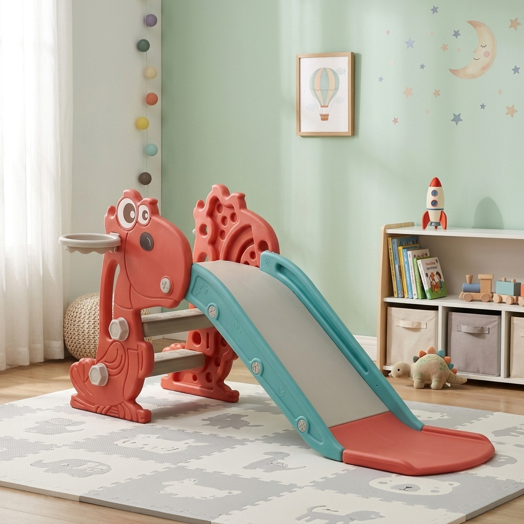PLAYJOY Zjeżdżalnia dla dzieci domowa ogrodowa wolnostojąca wielokolorowa 120cm - obrazek 3