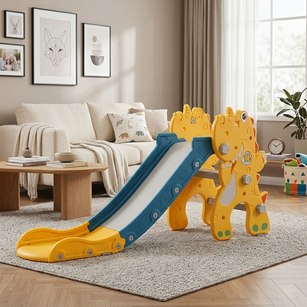 PLAYJOY Zjeżdżalnia dla dzieci domowa ogrodowa wolnostojąca wielokolorowa 145cm - obrazek 3
