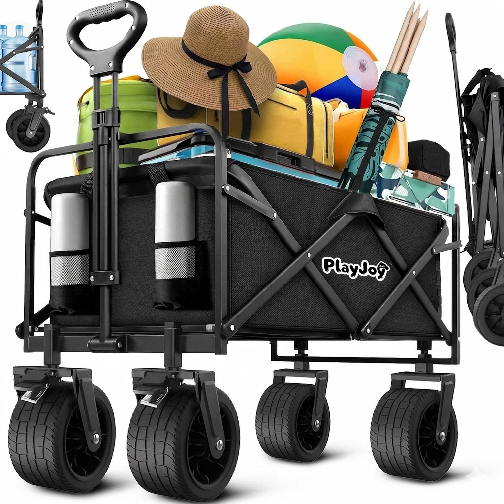 PLAYJOY Wózek transportowy plażowy wędkarski składany na kółkach zakupy ryby 120l