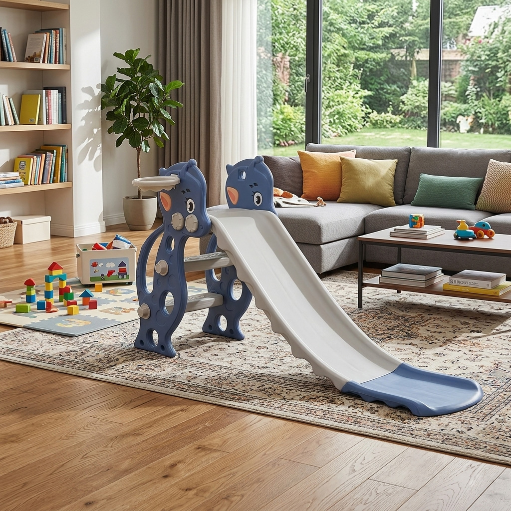 PLAYJOY Zjeżdżalnia dla dzieci domowa ogrodowa wolnostojąca wielokolorowa 130cm - obrazek 2
