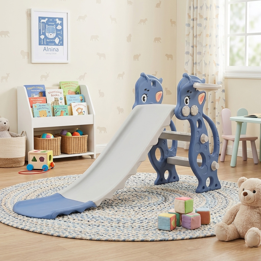 PLAYJOY Zjeżdżalnia dla dzieci domowa ogrodowa wolnostojąca wielokolorowa 130cm - obrazek 3