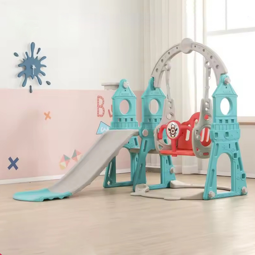 PLAYJOY Zjeżdżalnia dla dzieci huśtawka domowa ogrodowa wolnostojąca wielokolorowa 160cm - obrazek 2