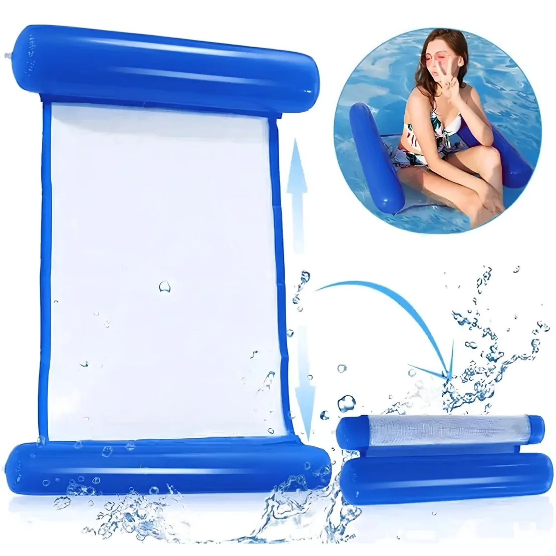 PLAYJOY Hamak wodny materac do pływania dmuchany do basenu fotel leżak plażowy 120x80cm - obrazek 7