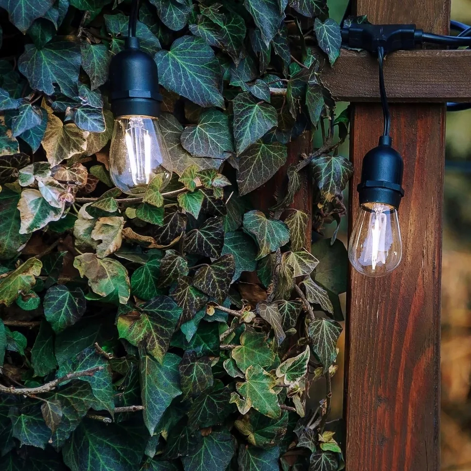 LEDLIGHT Girlanda ogrodowa sieciowa lampki ogrodowe żarówki E27 wymienne wiszące 15m - obrazek 10