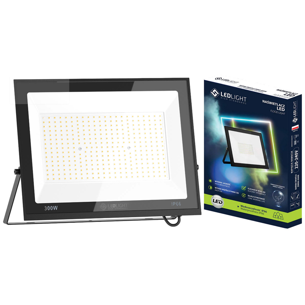 LEDLIGHT Halogen lampa naświetlacz led biały zimny ip66 300w premium