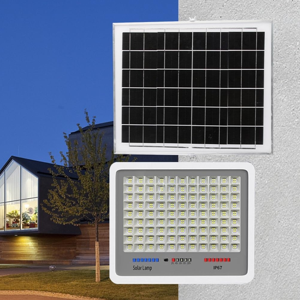 LEDLIGHT Lampa solarna 216 led ogrodowa naświetlacz czujnik zmierzchu halogen pilot ip67 150w - obrazek 3