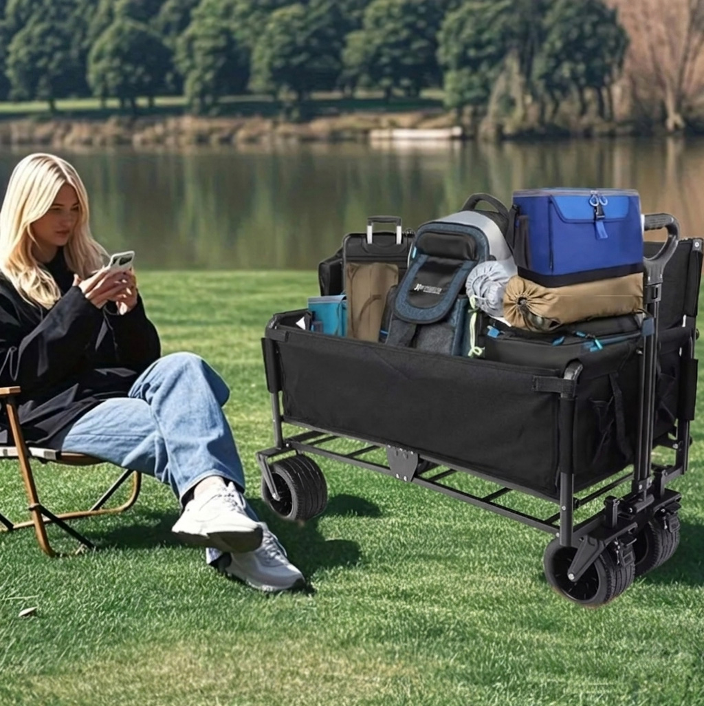 PLAYJOY Wózek transportowy plażowy wędkarski składany na kółkach zakupy ryby 120l - obrazek 6