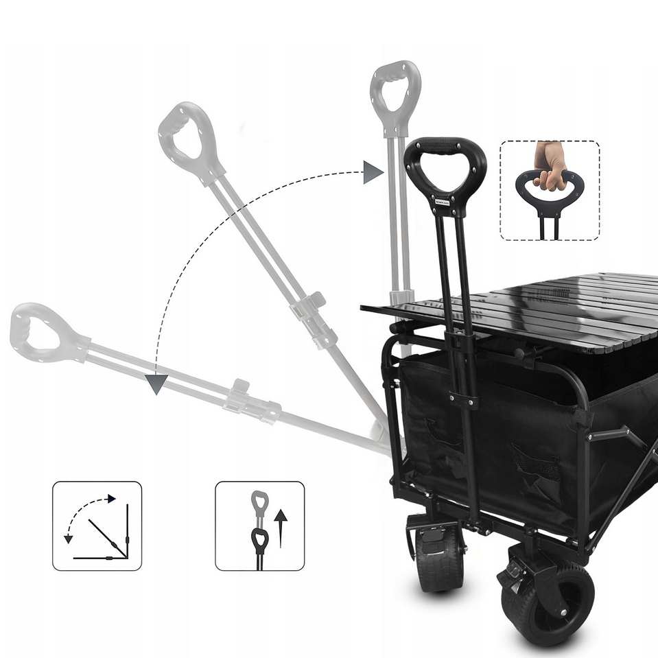 PLAYJOY Wózek transportowy z blatem stolik plażowy wędkarski składany na kółkach zakupy ryby 120l - obrazek 2