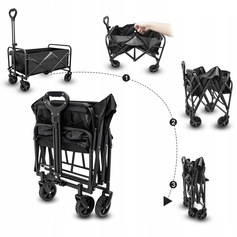 PLAYJOY Wózek transportowy z blatem stolik plażowy wędkarski składany na kółkach zakupy ryby 120l - obrazek 3