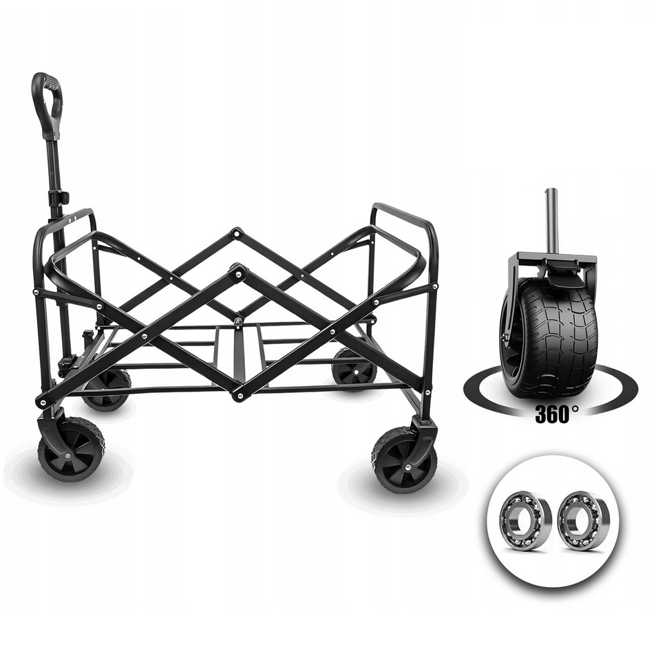 PLAYJOY Wózek transportowy z blatem stolik plażowy wędkarski składany na kółkach zakupy ryby 120l - obrazek 6