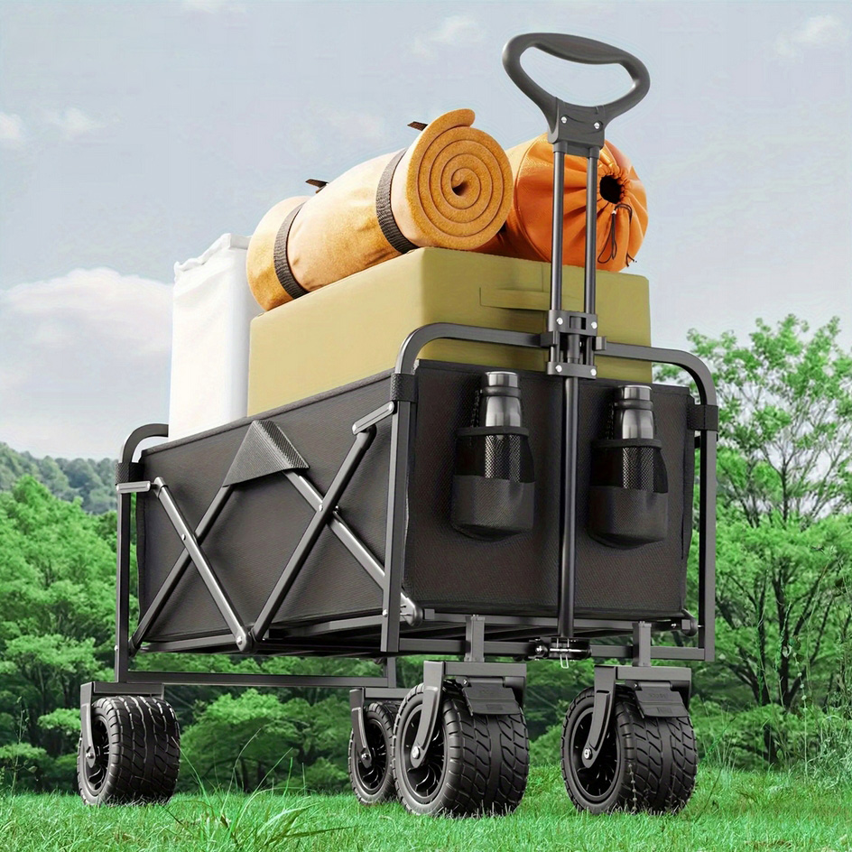 PLAYJOY Wózek transportowy z blatem stolik plażowy wędkarski składany na kółkach zakupy ryby 120l - obrazek 10