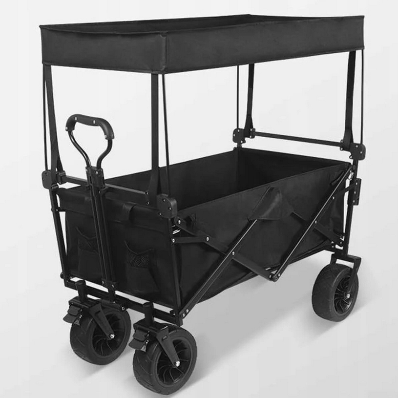 PLAYJOY Wózek transportowy plażowy składany wędkarski z dachem na kółkach zakupy ryby 87l - obrazek 4
