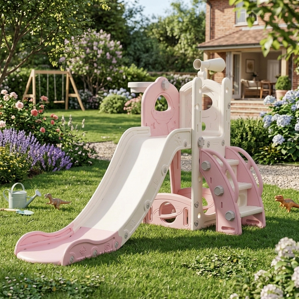 PLAYJOY Zjeżdżalnia dla dzieci domowa ogrodowa wolnostojąca wielokolorowa akcesoria zestaw 155cm - obrazek 4