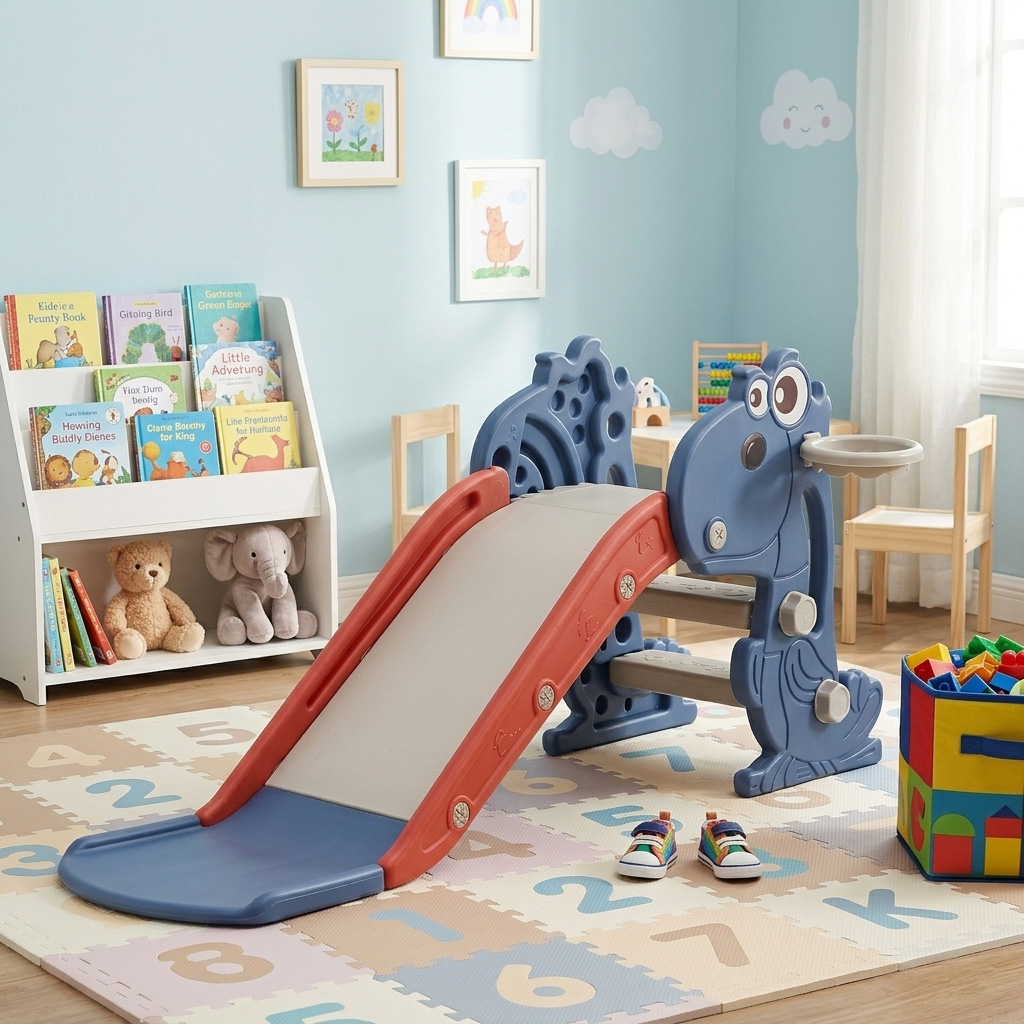 PLAYJOY Zjeżdżalnia dla dzieci domowa ogrodowa wolnostojąca wielokolorowa akcesoria zestaw 120cm - obrazek 4