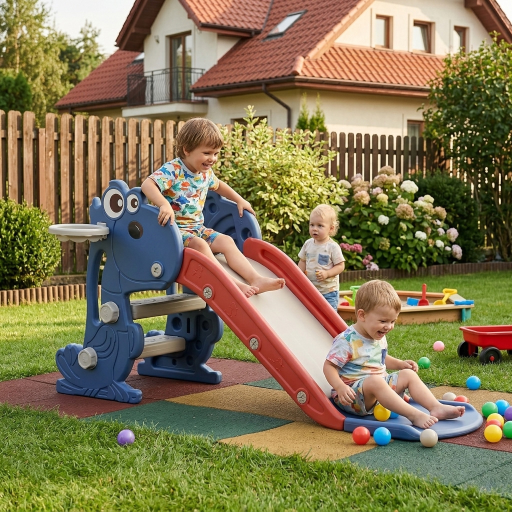 PLAYJOY Zjeżdżalnia dla dzieci domowa ogrodowa wolnostojąca wielokolorowa akcesoria zestaw 120cm - obrazek 5