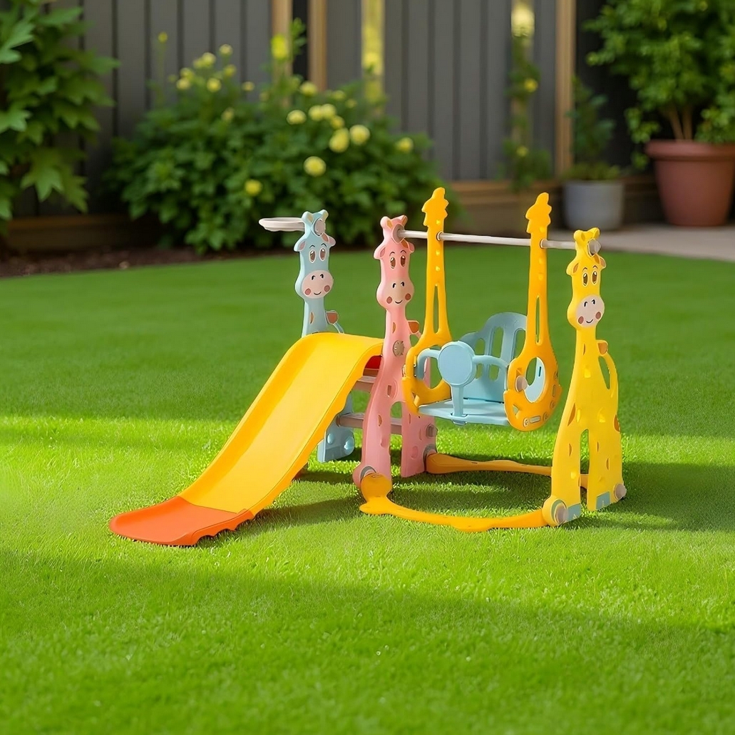 PLAYJOY Zjeżdżalnia dla dzieci huśtawka domowa ogrodowa wolnostojąca wielokolorowa akcesoria zestaw 160cm - obrazek 2