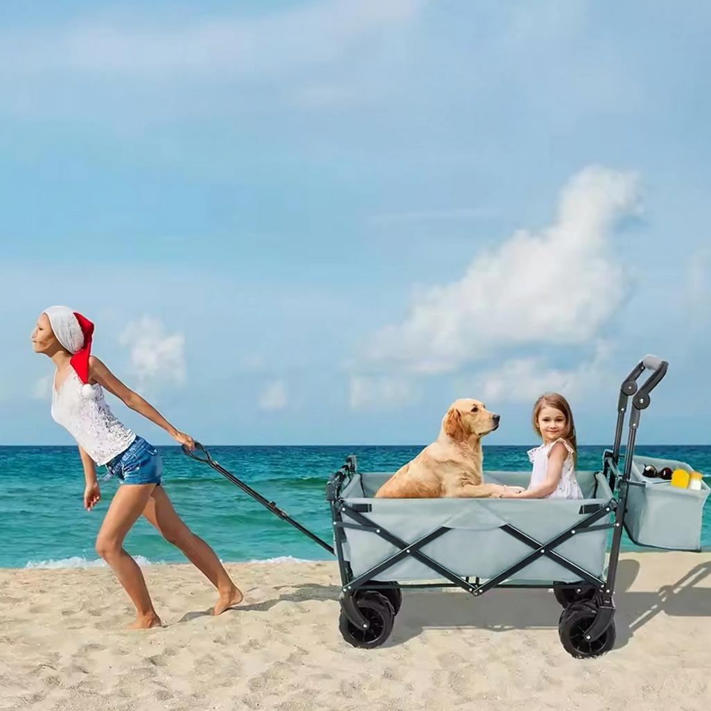 PLAYJOY Wózek transportowy plażowy składany wędkarski z dachem na kółkach zakupy ryby 87l - obrazek 3