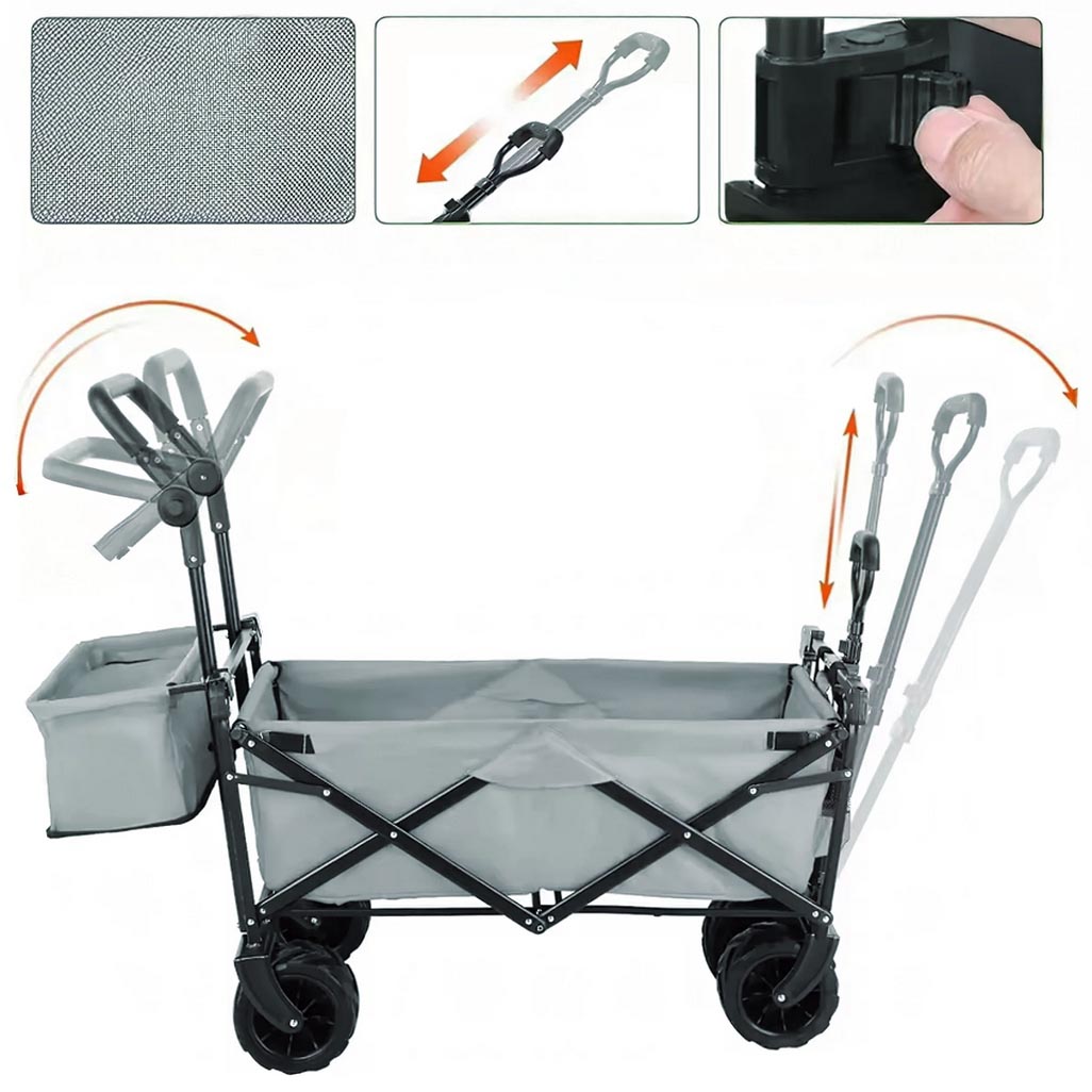 PLAYJOY Wózek transportowy plażowy składany wędkarski z dachem na kółkach zakupy ryby 87l - obrazek 5