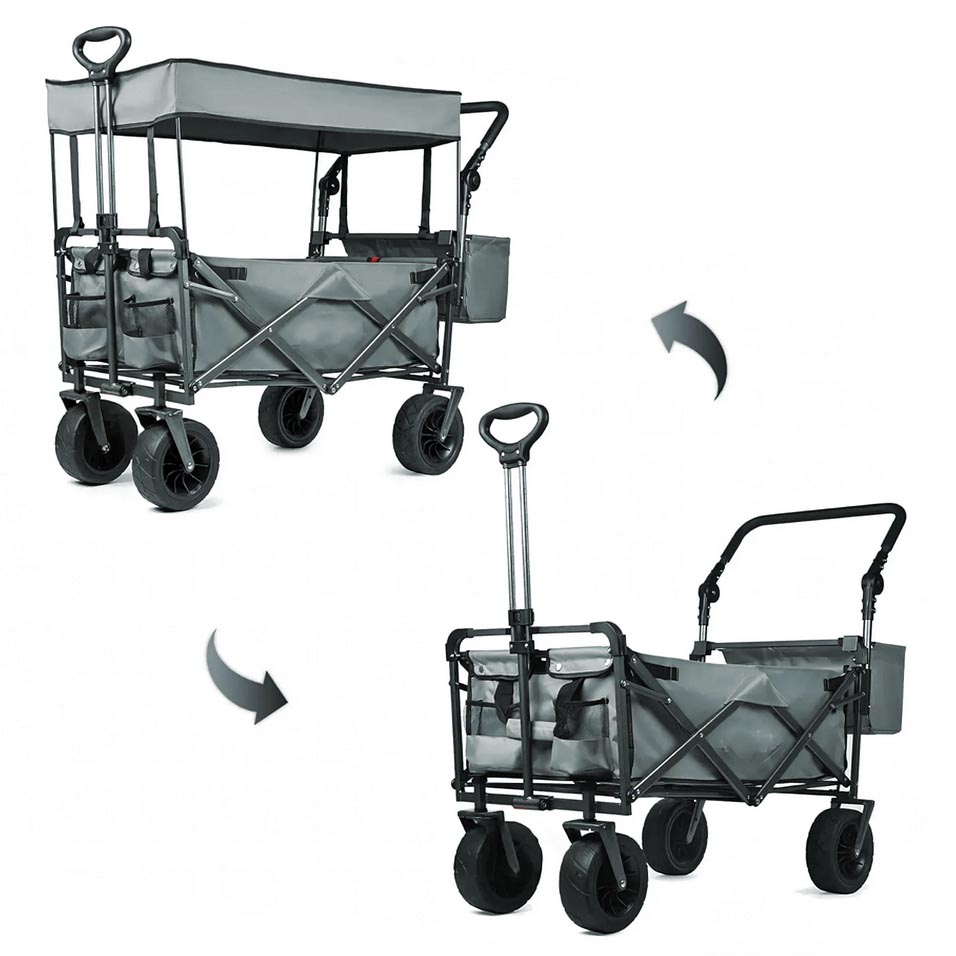 PLAYJOY Wózek transportowy plażowy składany wędkarski z dachem na kółkach zakupy ryby 87l - obrazek 6
