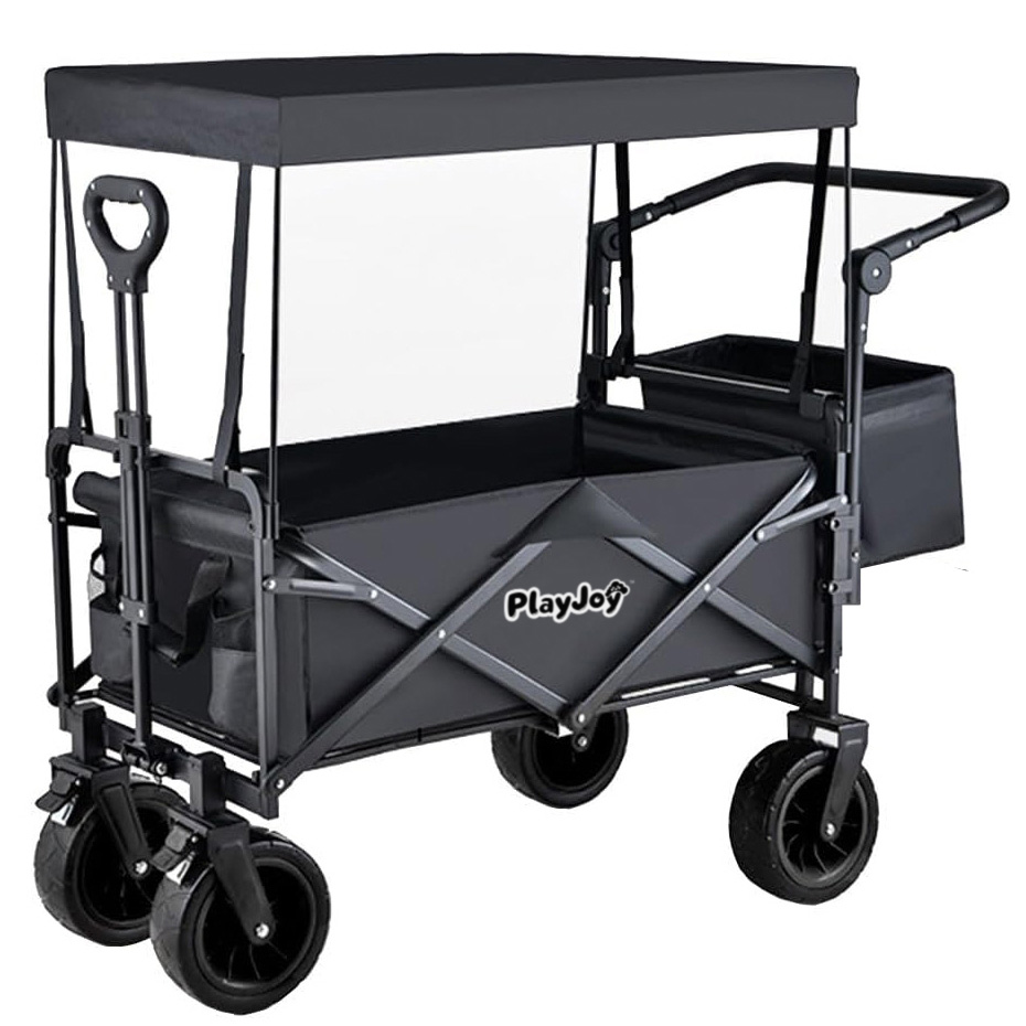 PLAYJOY Wózek transportowy plażowy składany wędkarski z dachem na kółkach zakupy ryby 87l