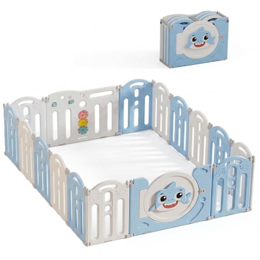 PLAYJOY Kojec modułowy dla dzieci zagroda dla dziecka suchy basen składany wielokolorowy zestaw 14+2 185cm